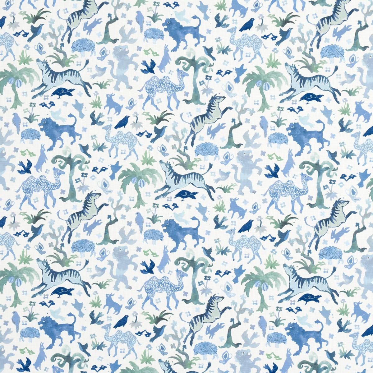 Schumacher Beasts Indoor/Outdoor Blue And Green Fabric