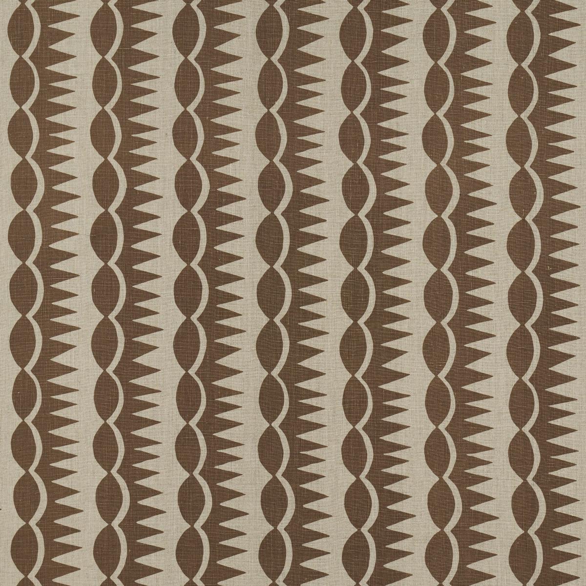 Schumacher Dagger Stripe Brown On Natural Fabric