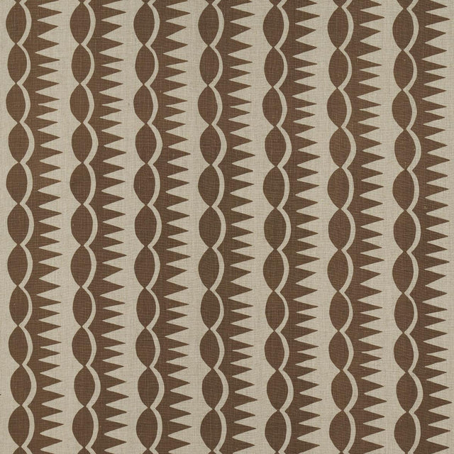 Schumacher Dagger Stripe Brown On Natural Fabric