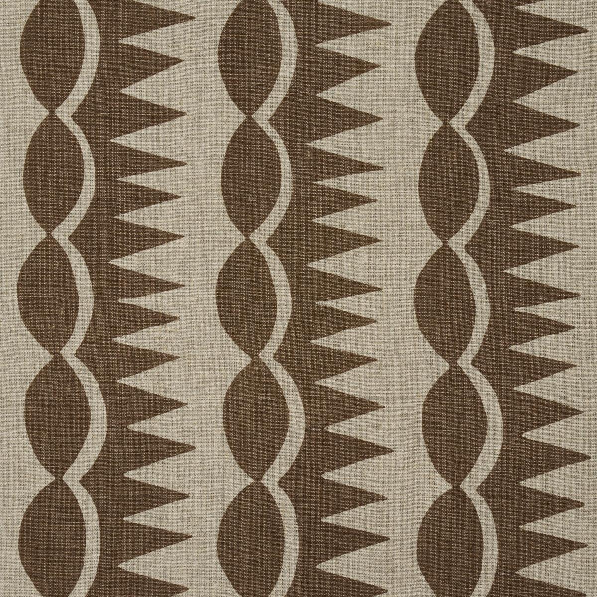 Schumacher Dagger Stripe Brown On Natural Fabric