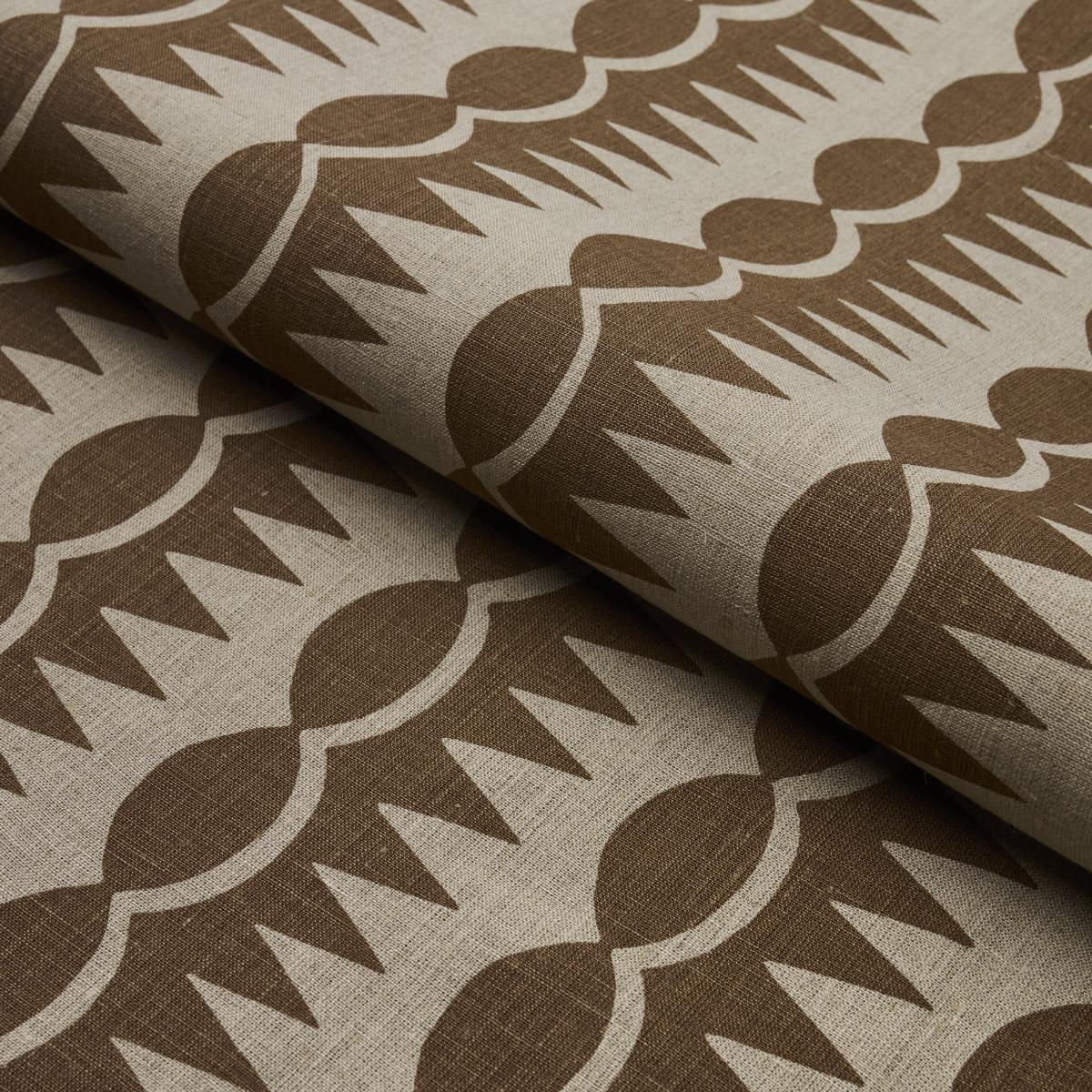 Schumacher Dagger Stripe Brown On Natural Fabric