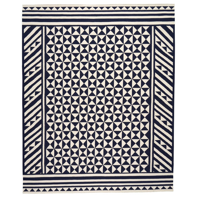Schumacher Navy 12' x 9' Caravanne Indoor/Outdoor Rug