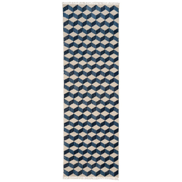 Schumacher Blues 2'6" x 8' Pompeii Hand-Knotted Rug