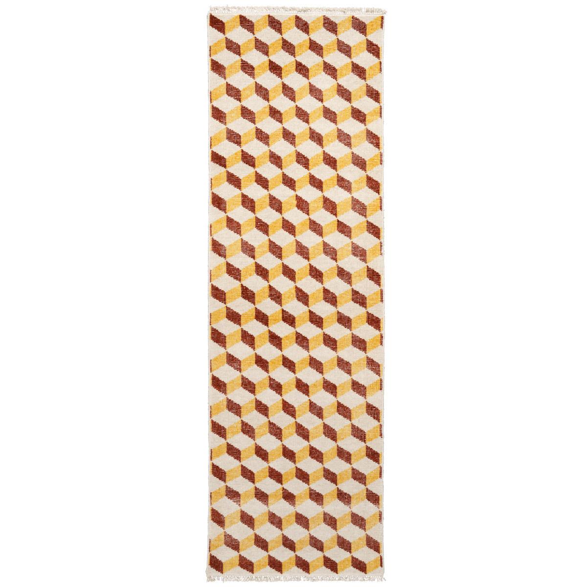 Schumacher Yellow & Red 2'6" x 8' Pompeii Hand-Knotted Rug