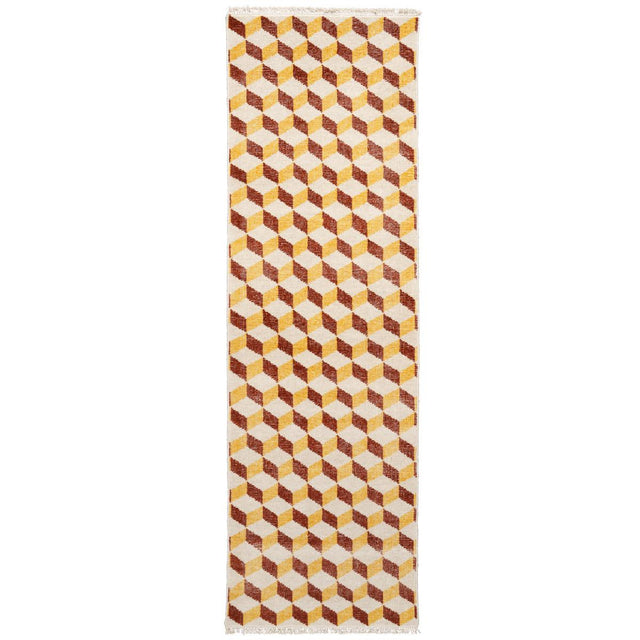 Schumacher Yellow & Red 2'6" x 8' Pompeii Hand-Knotted Rug