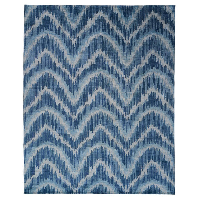 Schumacher Blue 14' x 10' Venetian Flamestitch Rug