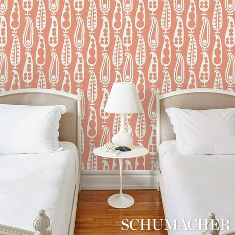 Schumacher Paisley Peas Terracotta Wallpaper