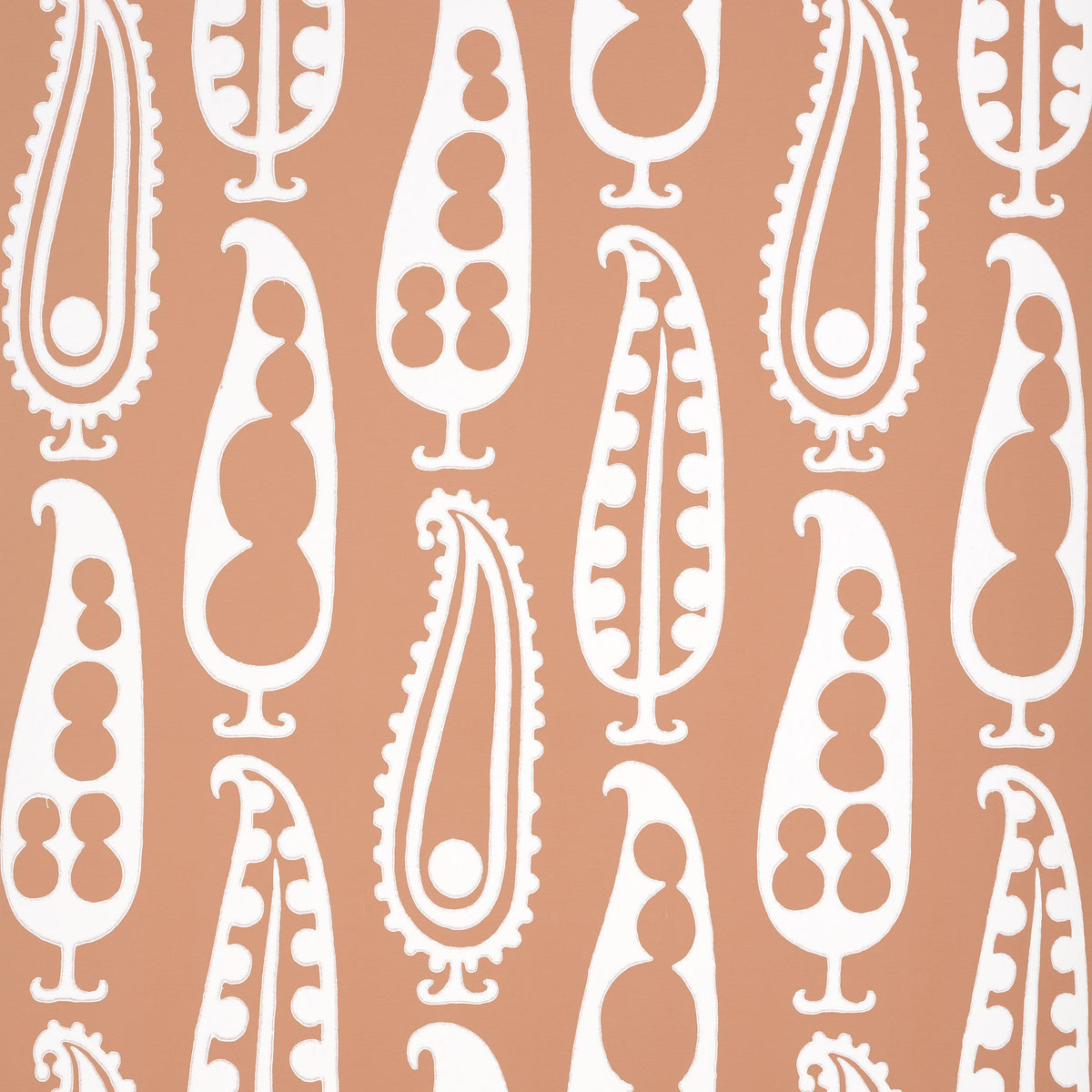 Schumacher Paisley Peas Terracotta Wallpaper