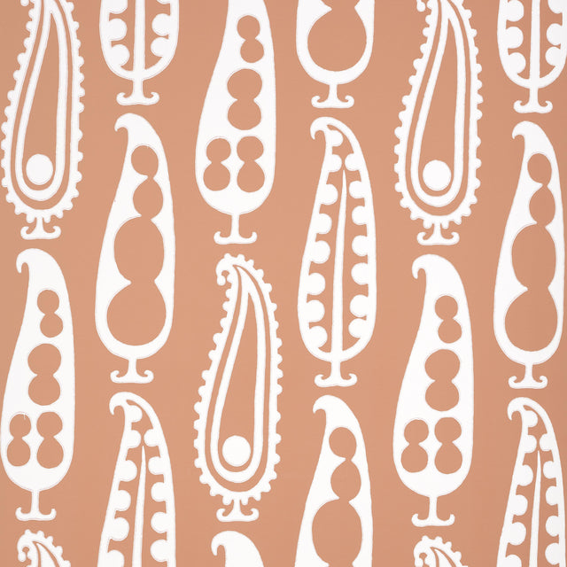 Schumacher Paisley Peas Terracotta Wallpaper