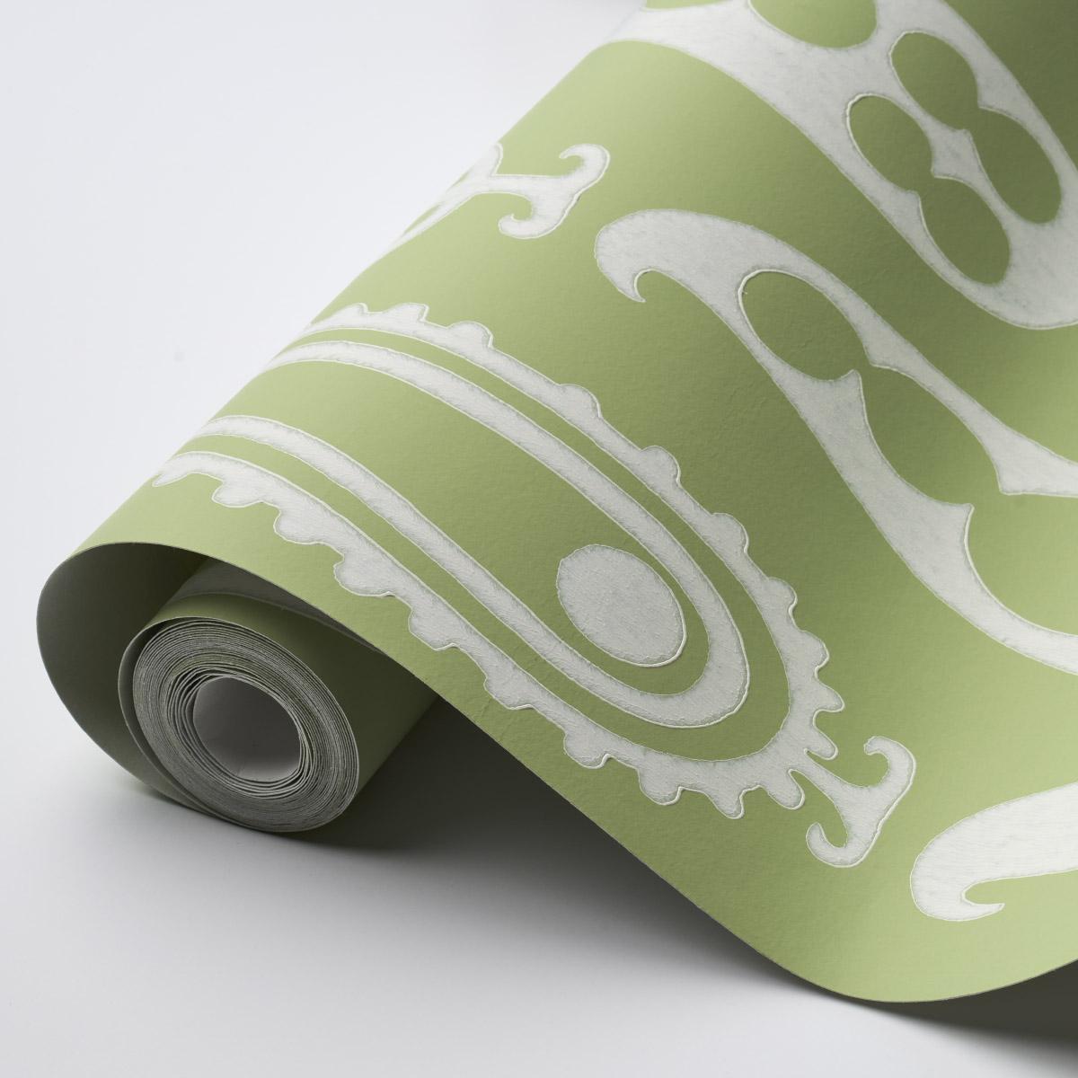Schumacher Paisley Peas Green Wallpaper