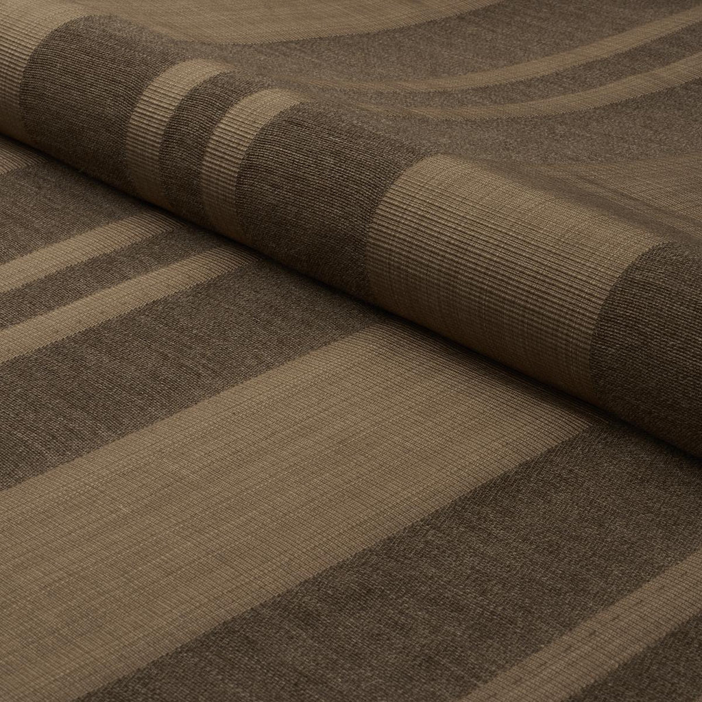 Schumacher Simon Wool Linen Stripe Brown Fabric