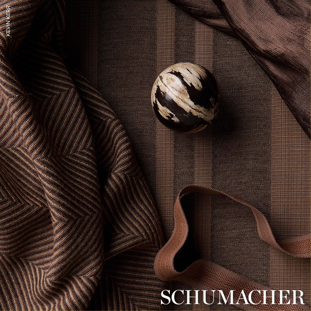 Schumacher Simon Wool Linen Stripe Brown Fabric