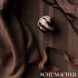 Schumacher Simon Wool Linen Stripe Brown Fabric