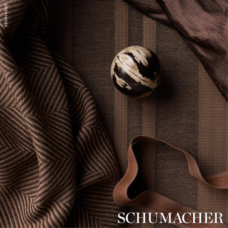 Schumacher Simon Wool Linen Stripe Brown Fabric