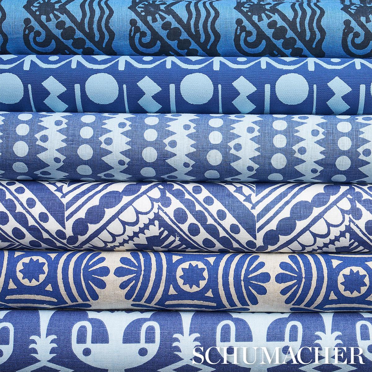 Schumacher Topsy Turvy Navy Fabric