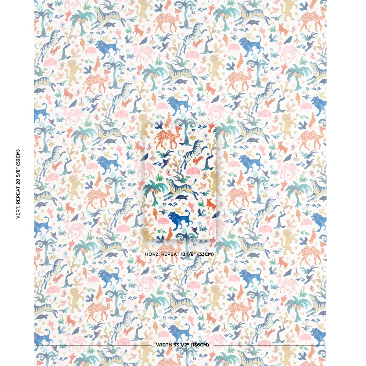 Schumacher Beasts Indoor/Outdoor Multi On Ivory Fabric