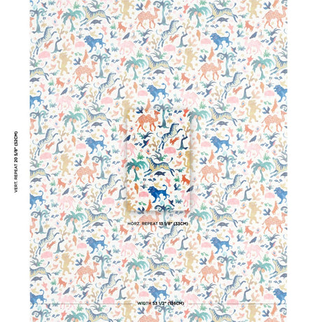 Schumacher Beasts Indoor/Outdoor Multi On Ivory Fabric