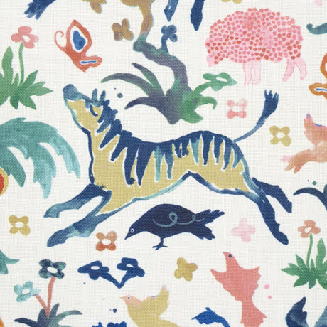 Schumacher Beasts Indoor/Outdoor Multi On Ivory Fabric