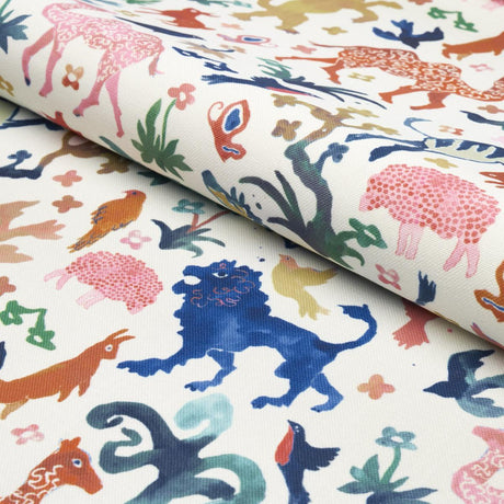 Schumacher Beasts Indoor/Outdoor Multi On Ivory Fabric