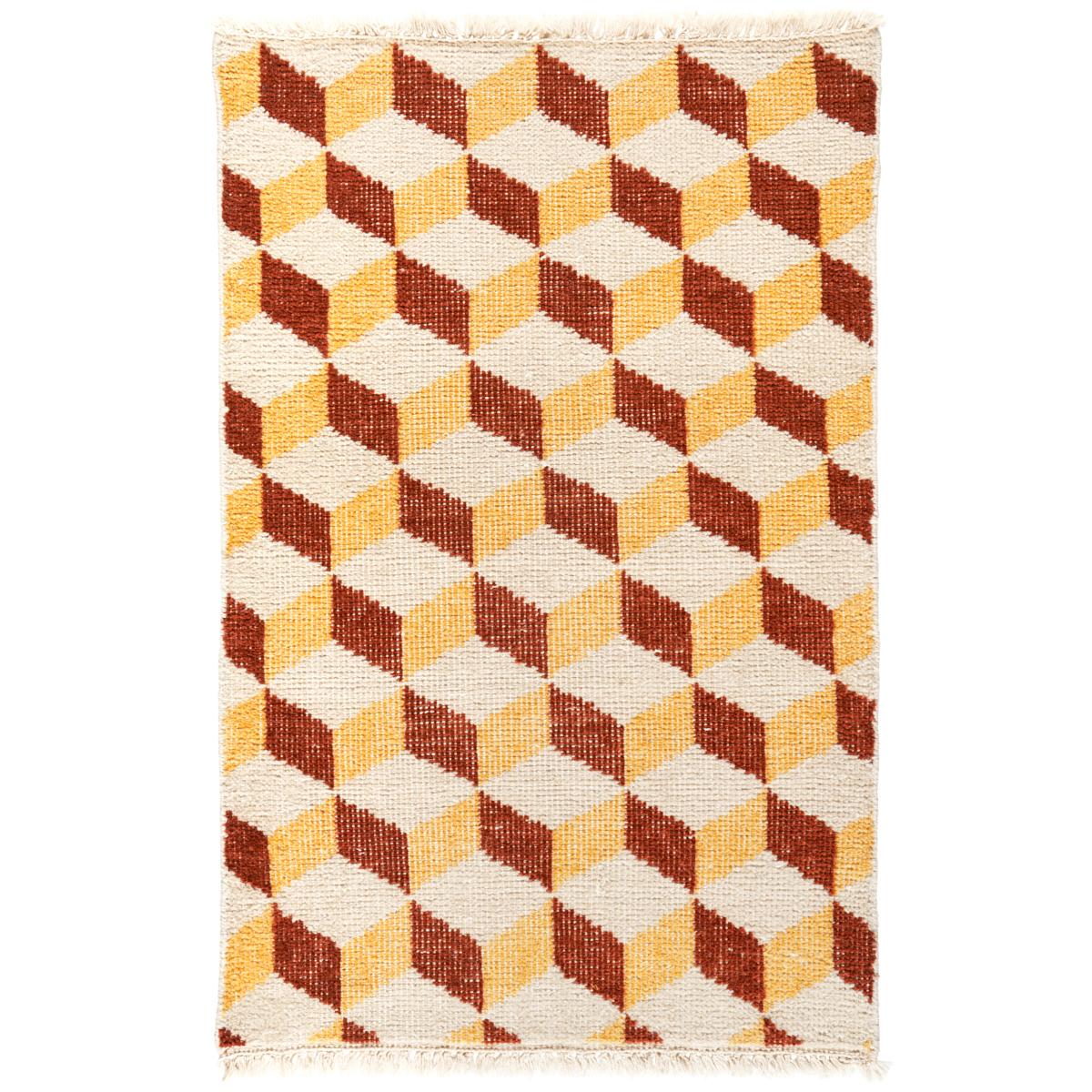 Schumacher Pompeii Hand-Knotted Yellow & Red 3' x 2' Rug