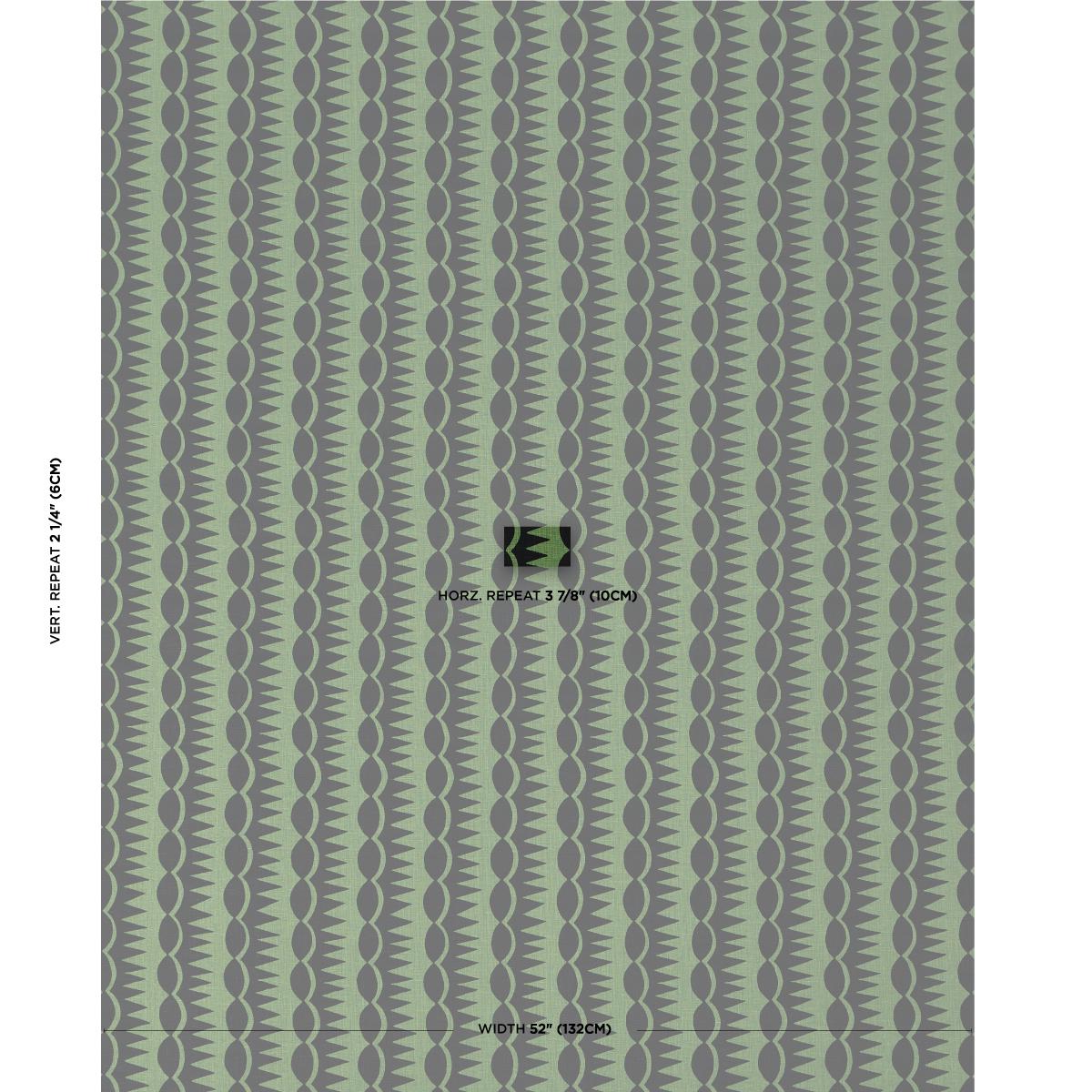 Schumacher Dagger Stripe Black On Green Fabric