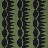 Schumacher Dagger Stripe Black On Green Fabric