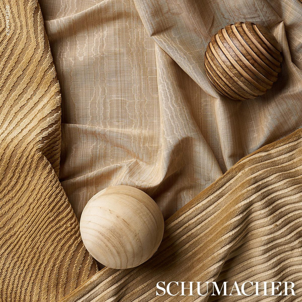Schumacher Beau Cotton Linen Moir Soft Gold Fabric