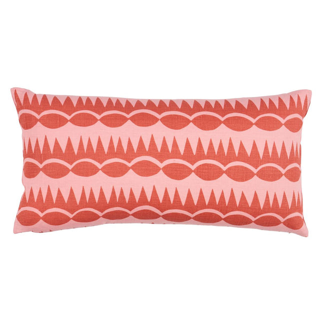Schumacher Red On Pink 24" x 12" Dagger Stripe Pillow