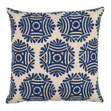 Schumacher Navy On Natural 20" x 20" Gilded Star Block Print Pillow