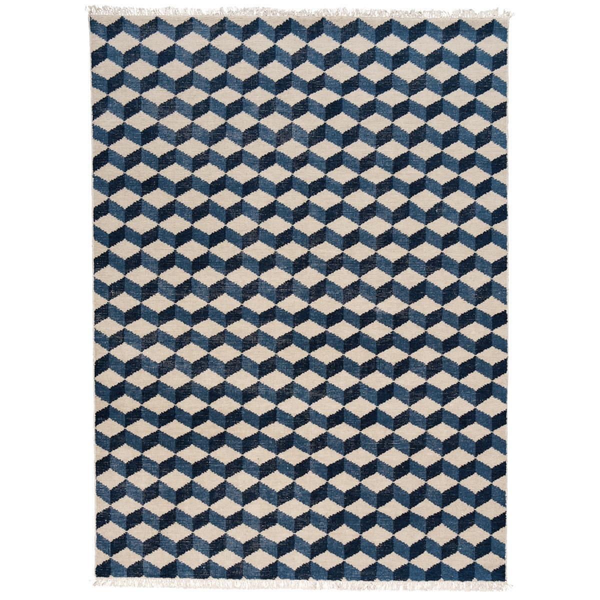 Schumacher Blues 4' x 6' Pompeii Hand-Knotted Rug