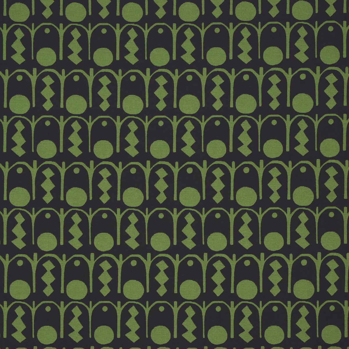 Schumacher Downtown Green And Black Fabric