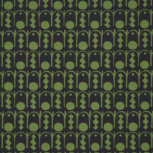 Schumacher Downtown Green And Black Fabric