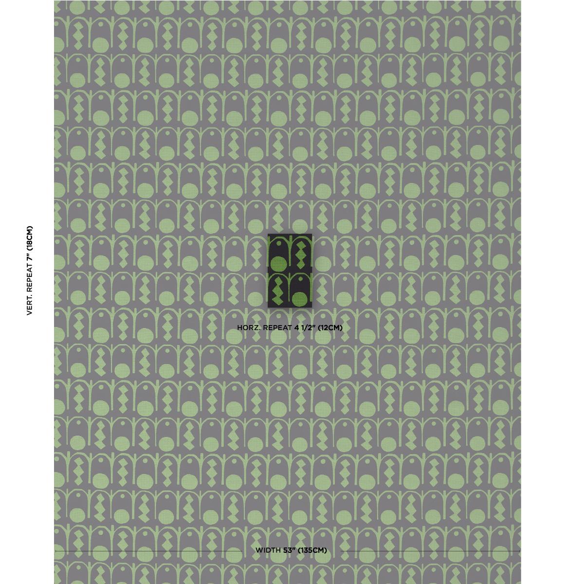 Schumacher Downtown Green And Black Fabric