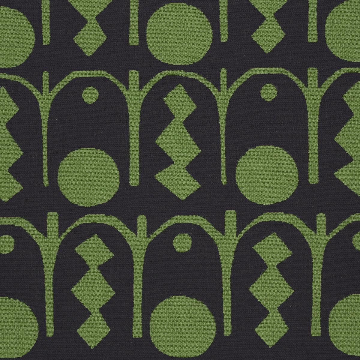 Schumacher Downtown Green And Black Fabric