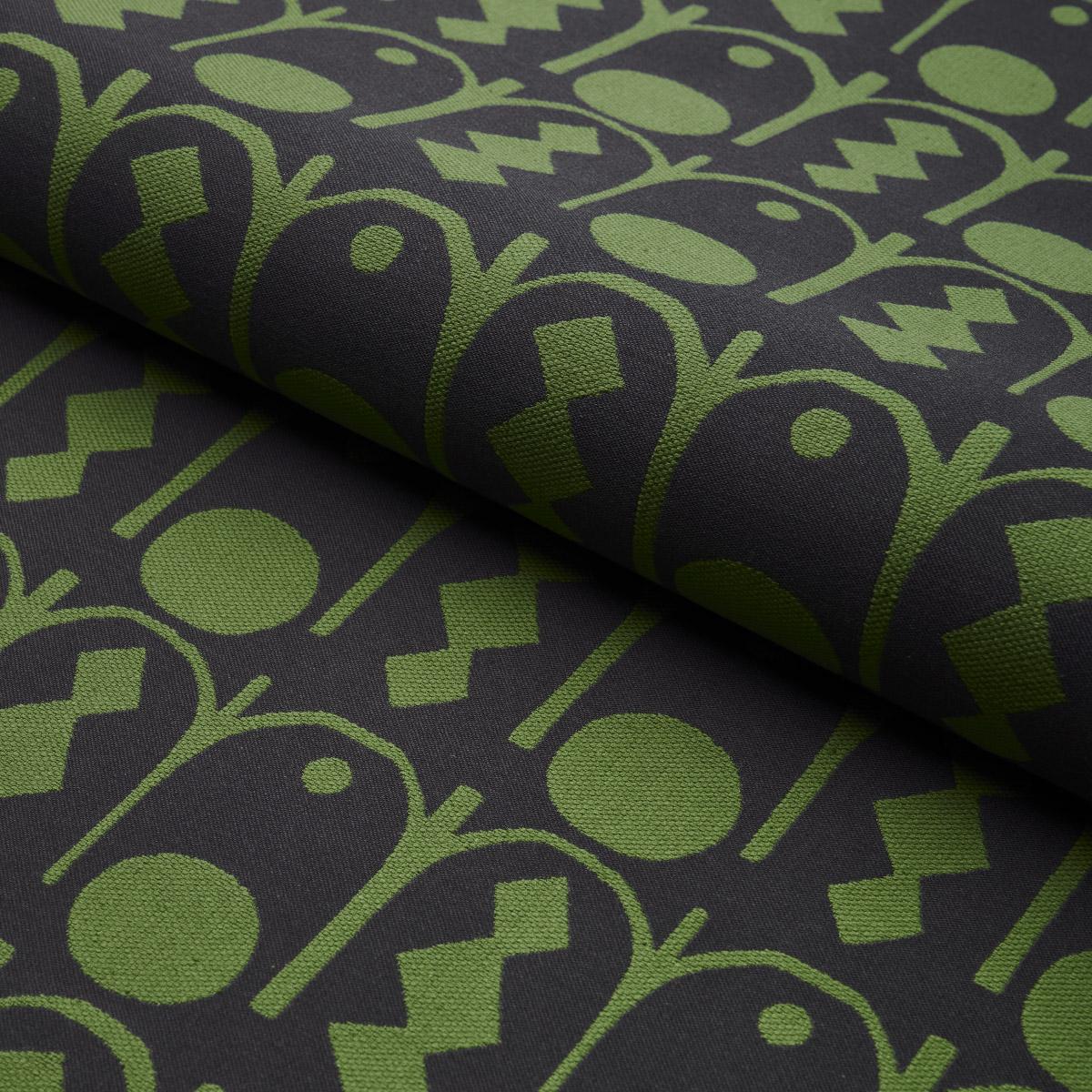 Schumacher Downtown Green And Black Fabric