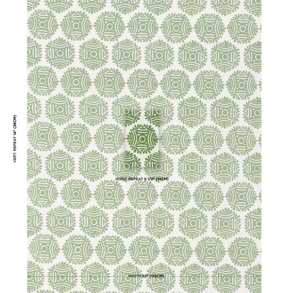 Schumacher Gilded Star Block Print Green Fabric
