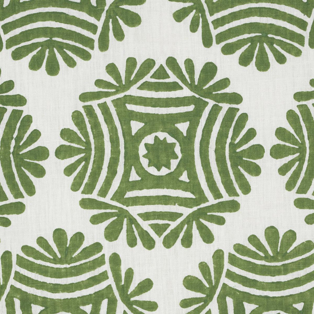 Schumacher Gilded Star Block Print Green Fabric