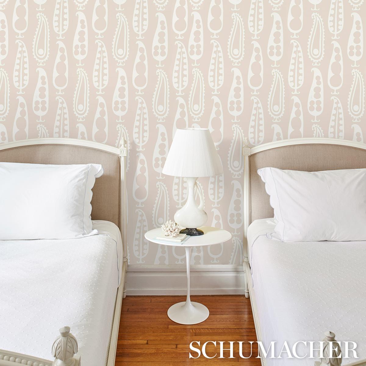 Schumacher Paisley Peas Natural Wallpaper
