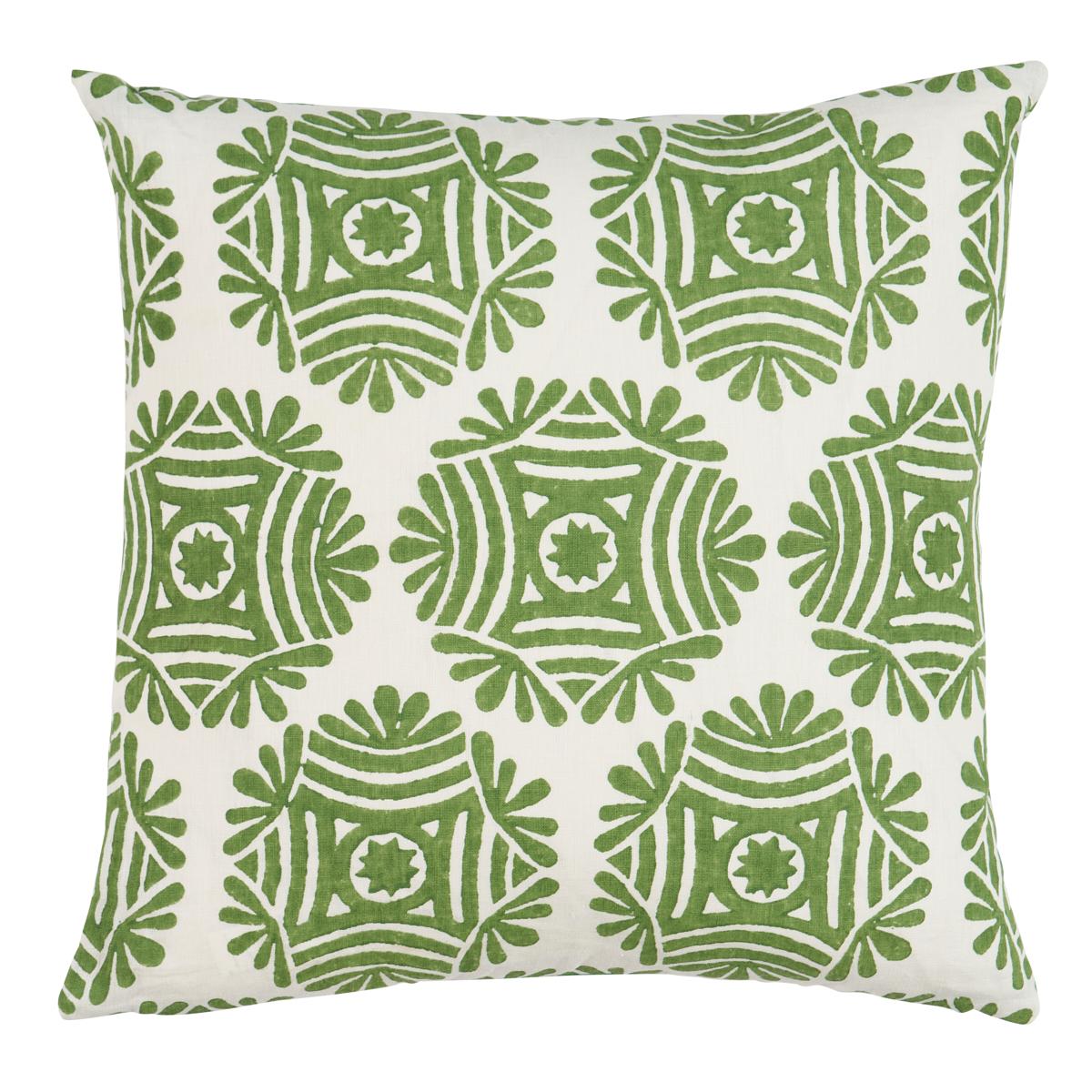 Schumacher Green 20" x 20" Gilded Star Block Print Pillow