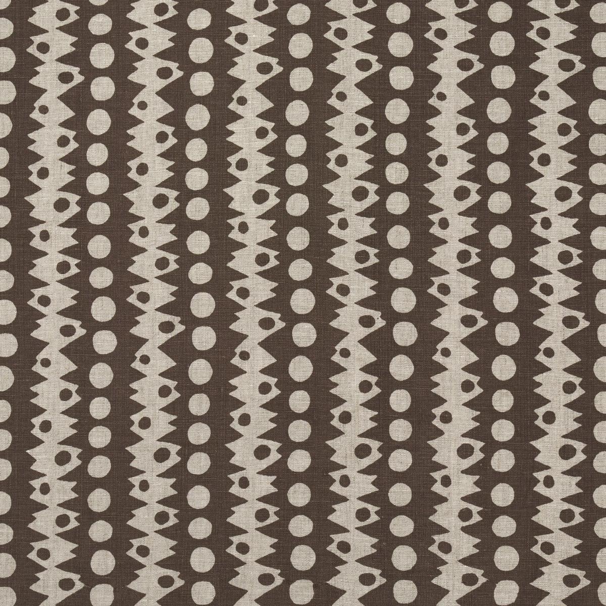 Schumacher Trickledown Brown On Natural Fabric