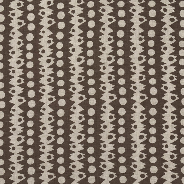 Schumacher Trickledown Brown On Natural Fabric