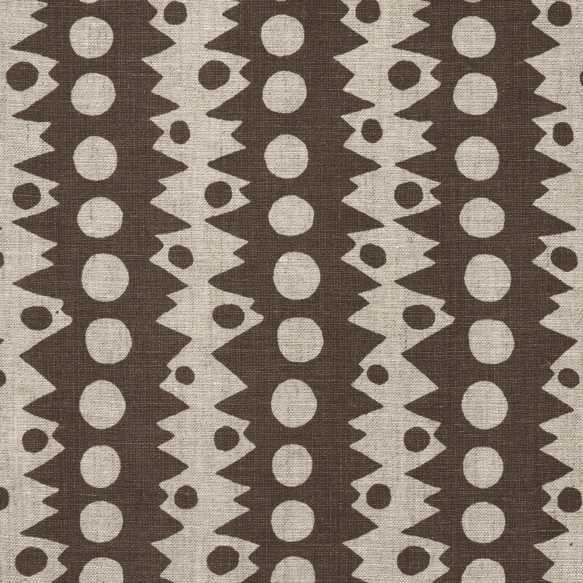 Schumacher Trickledown Brown On Natural Fabric
