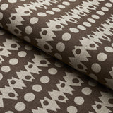 Schumacher Trickledown Brown On Natural Fabric