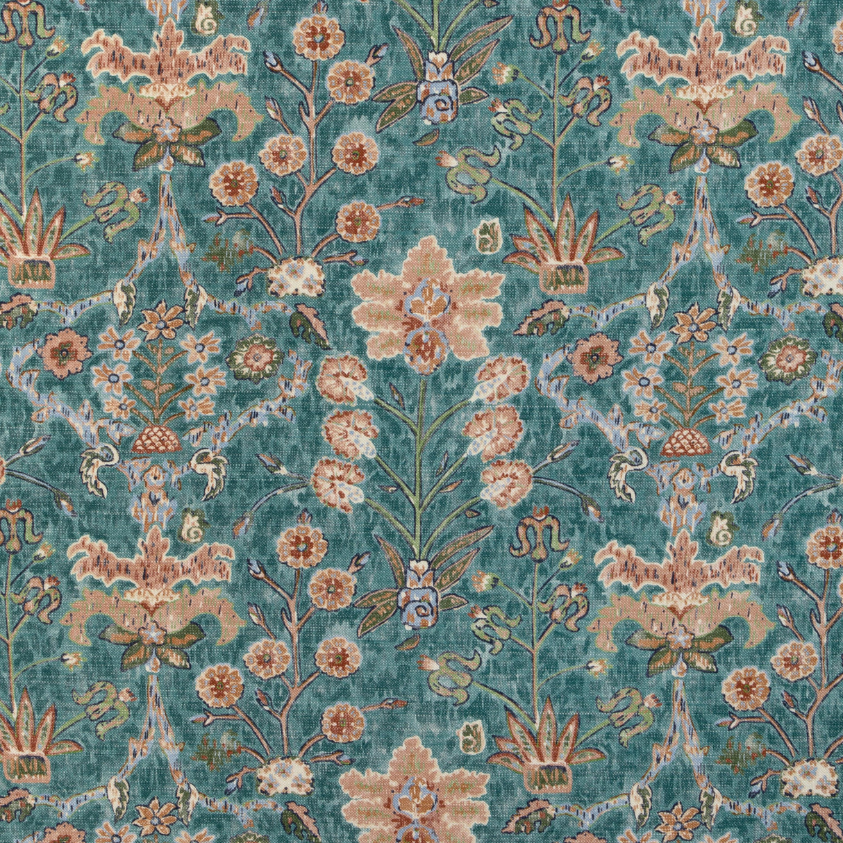 Lee Jofa KERMAN PRINT TEAL/ROSE Fabric