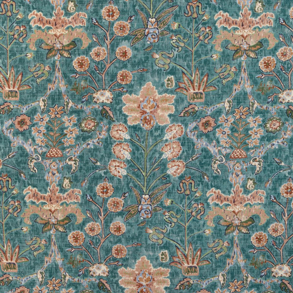 Lee Jofa KERMAN PRINT TEAL/ROSE Fabric