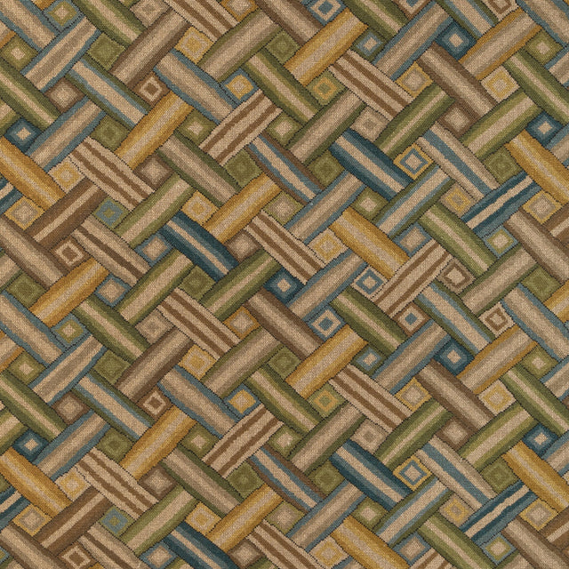 Lee Jofa STRAPWORK PRINT IVY/BLUE Fabric