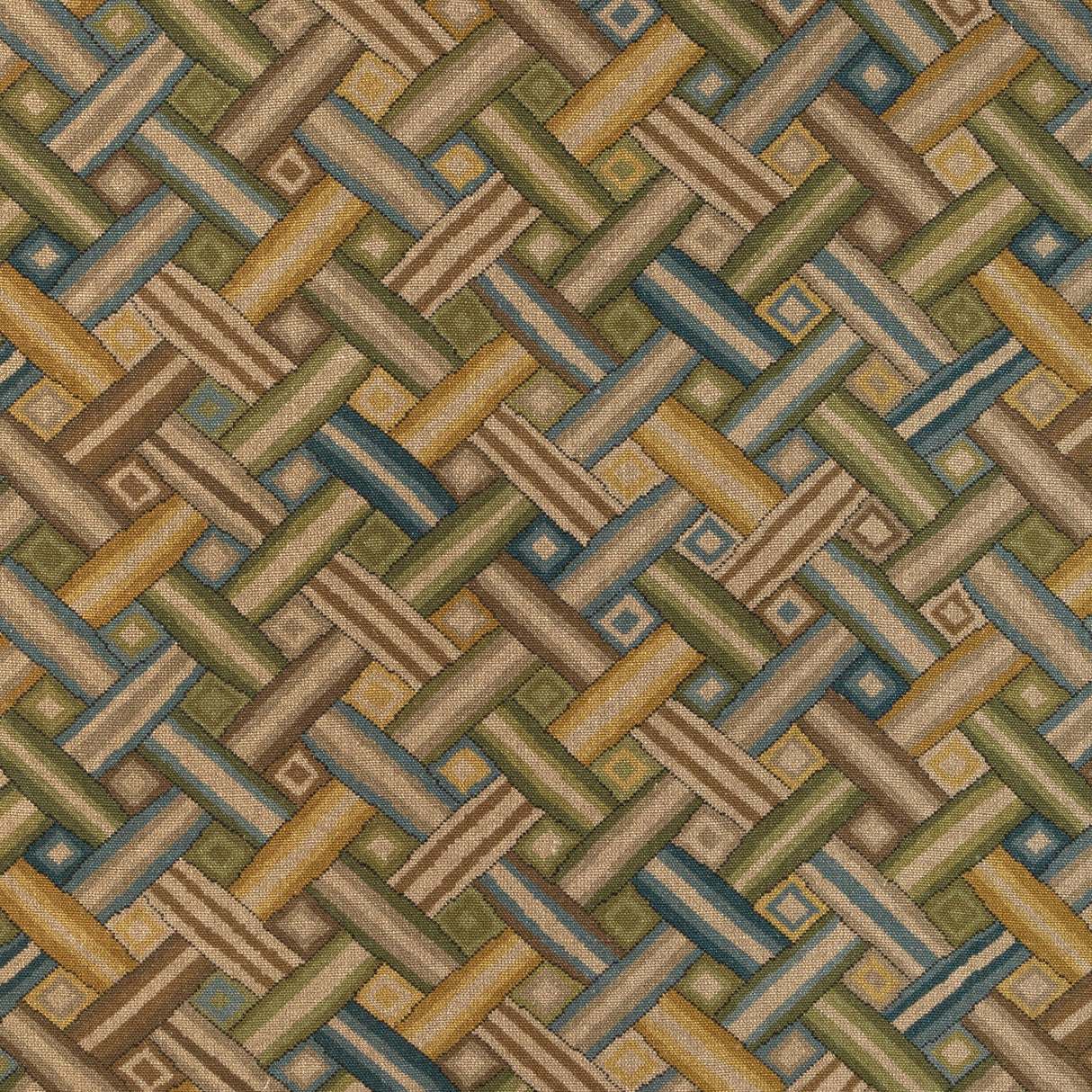 Lee Jofa STRAPWORK PRINT IVY/BLUE Fabric