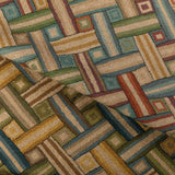 Lee Jofa STRAPWORK PRINT IVY/BLUE Fabric