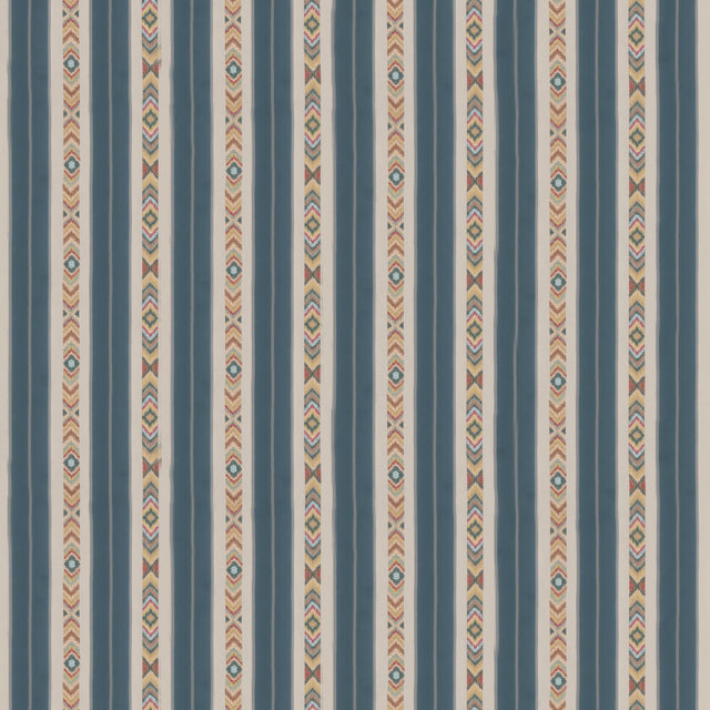 G P & J Baker ASHLAR STRIPE BLUE Drapery Fabric
