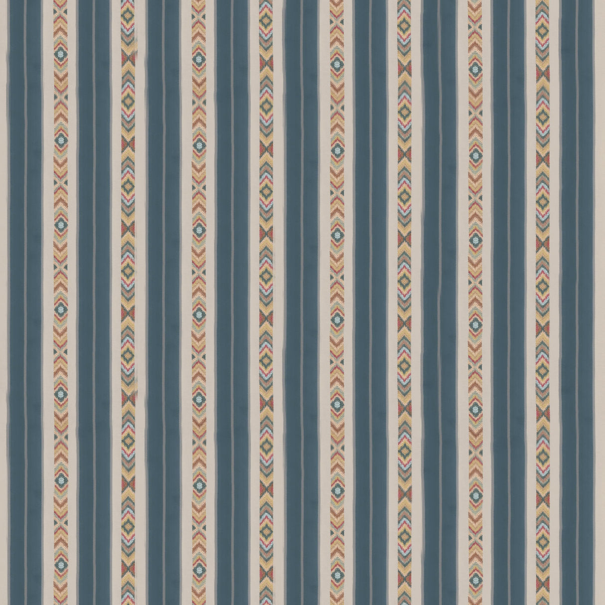 G P & J Baker ASHLAR STRIPE BLUE Drapery Fabric
